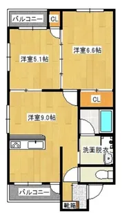 エスハイムてぃーだ(R)【2階】の間取り