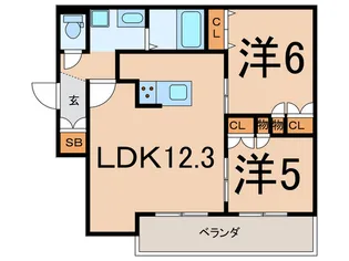 メゾンドトリニティE【1階】の間取り