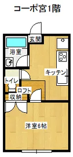 1Kの間取り画像