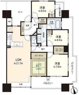 パークホームズ平和大通り【3階】の間取り
