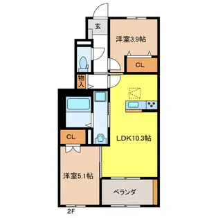 岐阜県岐阜市南鶉2【アパート】の間取り