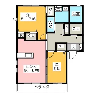 ESPOIR水源 C【2階】の間取り