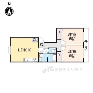 シャンテー香里ケ丘4【1階】の間取り