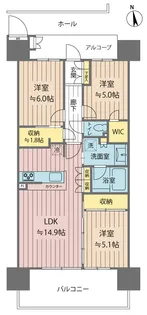 シャリエ小台リバーフォート【6階】の間取り