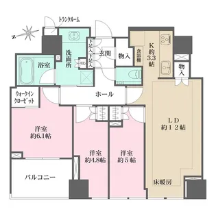 クラッシータワー新宿御苑【11階】の間取り