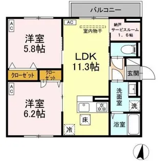 セレスティア向山【1階】の間取り