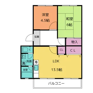 ハイツ鷹ノ羽A棟【1階】の間取り