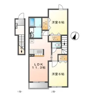 ラフレシールB【2階】の間取り