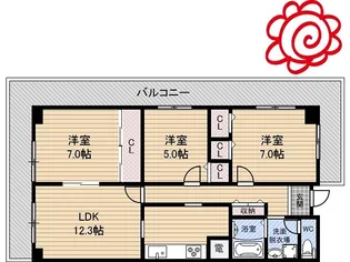 東大阪サンハイツ【3階】の間取り