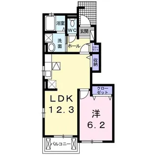 アンソレイユ・ヴァン【1階】の間取り