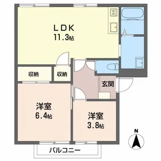 グレートタウン立川 C【1階】の間取り