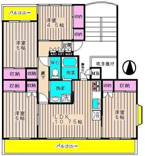 三郎山ハイツ【1階】の間取り