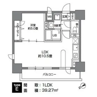 カスタリア三ノ輪【13階】の間取り