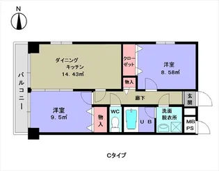 シティパル鴨居【4階】の間取り
