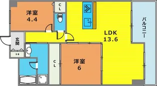 ワコーレグランディール御旅【6階】の間取り