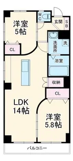 OS・SKYマンション中島新町【6階】の間取り