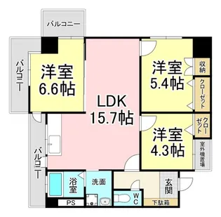 福岡県北九州市八幡西区里中2【マンション】の間取り