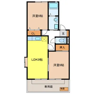 エルミタージュKUBOTA【1階】の間取り