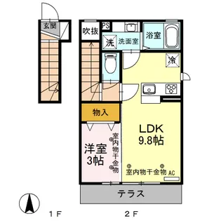 D-ROOM YAHATA HOUSE KIKU 201【2階】の間取り