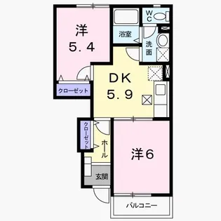 サンエアリーB【1階】の間取り