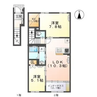 北方町中島字東郷新築AP【2階】の間取り
