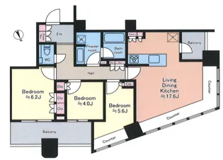 パークタワー勝どき サウス棟【39階】の間取り