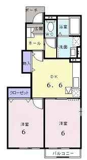 グランソレイユA【1階】の間取り