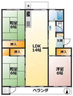 須磨一ノ谷グリーンハイツ【3階】の間取り