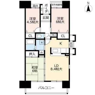 URアーベインルネス片野【2階】の間取り