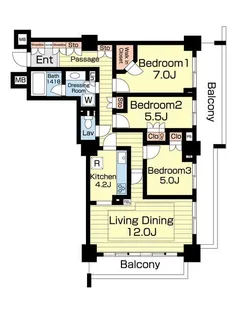 キャナルワーフタワーズWEST【13階】の間取り