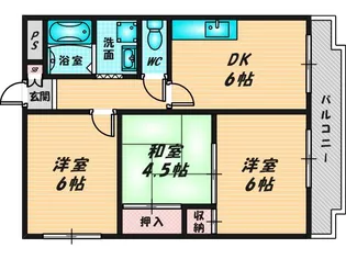 カルム東大阪【2階】の間取り
