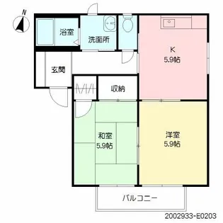 バリュージュ富の原 E棟【2階】の間取り