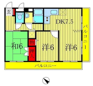 サンハイツ高砂【2階】の間取り