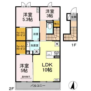 トリシア中條 B【2階】の間取り