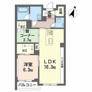 AZUR米山【1階】の間取り