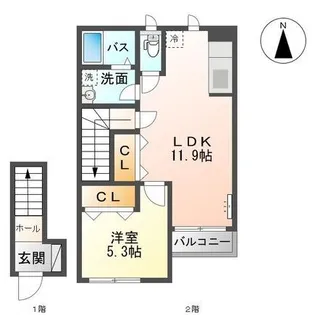 ペイジブルフルール【2階】の間取り