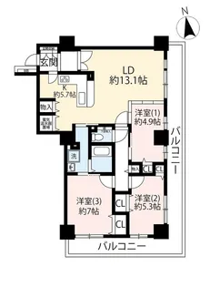 URビュータワー八王子【12階】の間取り