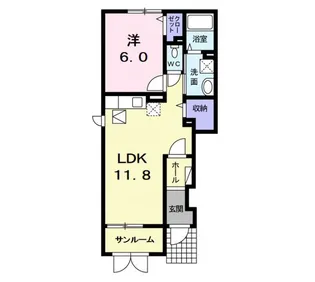 アンヴァレ B【1階】の間取り