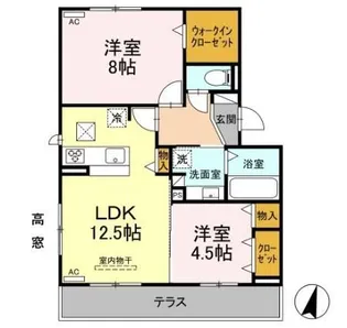メゾンあらい B棟【1階】の間取り