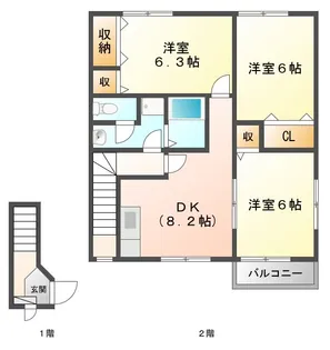 アティーズ A【2階】の間取り