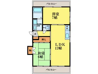 コーポ賀川【6階】の間取り