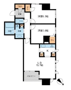 メトロタワー山下町【13階】の間取り