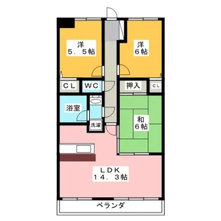 ダイアパレス本川越【9階】の間取り