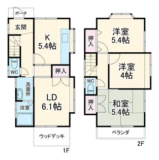 神奈川県海老名市国分寺台2【一戸建】の間取り