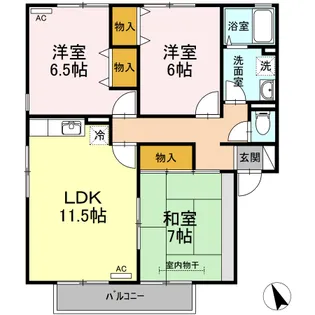 ハイカムールガーデン B棟【2階】の間取り
