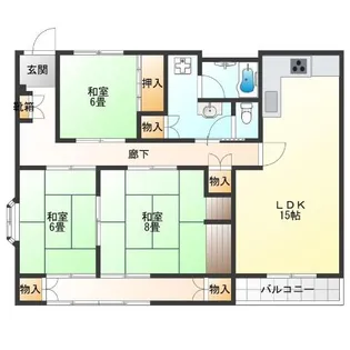 タウンハイツ西天下茶屋【3階】の間取り