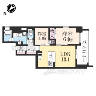 ジオエント御所北寺町通【2階】の間取り