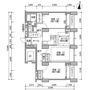 東雲キャナルコートCODAN14号棟【4階】の間取り