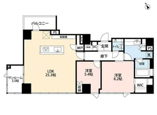 希神楽坂テラス【8階】の間取り