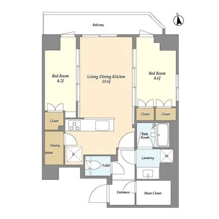 クラリティア上野稲荷町【15階】の間取り